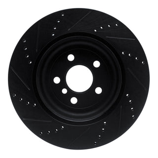 R1 Concepts Drilled & Slotted Black Brake Rotor (LEFT REAR): Toyota GR Supra (20-26)