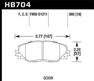 Hawk 06-09 Toyota RAV4 / 10-13 Toyota Matrix Performance Ceramic Front Brake Pads