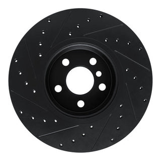 R1 Concepts Drilled & Slotted Black Brake Rotor (FRONT RIGHT): Toyota GR Supra (20-26)
