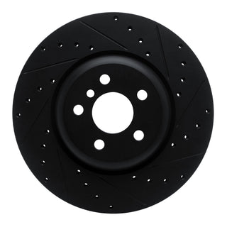 R1 Concepts Drilled & Slotted Black Brake Rotor (REAR RIGHT): Toyota GR Supra (20-26)