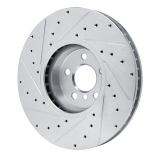 R1 Concepts Silver Drilled & Slotted Brake Rotor (LEFT FRONT): Toyota GR Supra (20-26)