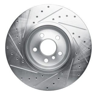 R1 Concepts Drilled & Slotted Silver Brake Rotor (FRONT RIGHT): Toyota GR Supra (20-26)