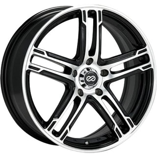Enkei FD-05 Black w/ Machined Spoke Faces & Outer Lip Ring 17x7 | 5x100 (434-770-8040BKM)