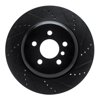 R1 Concepts Drilled & Slotted Black Brake Rotor (LEFT REAR): Toyota GR Supra (20-26)
