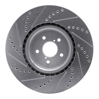 R1 03-25 Subaru BRZ Front Right Drilled & Slotted Silver Brake Rotor