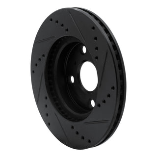 R1 06-19 Scion IQ Front Left Drilled & Slotted Black Brake Rotor