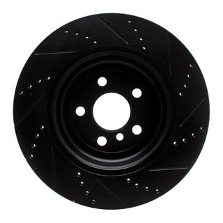 R1 Concepts Drilled & Slotted Black Brake Rotor (RIGHT REAR): Toyota GR Supra (20-26)
