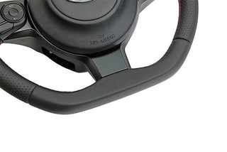 HKS Direct Fit Steering Wheel: Subaru BRZ (17-20), Toyota GR86 (22-25) & Toyota GT86 (17-20) w/ Black Smooth Leather, Perforated Grip, Oil Slick Stitching & Embroidered HKS Logo