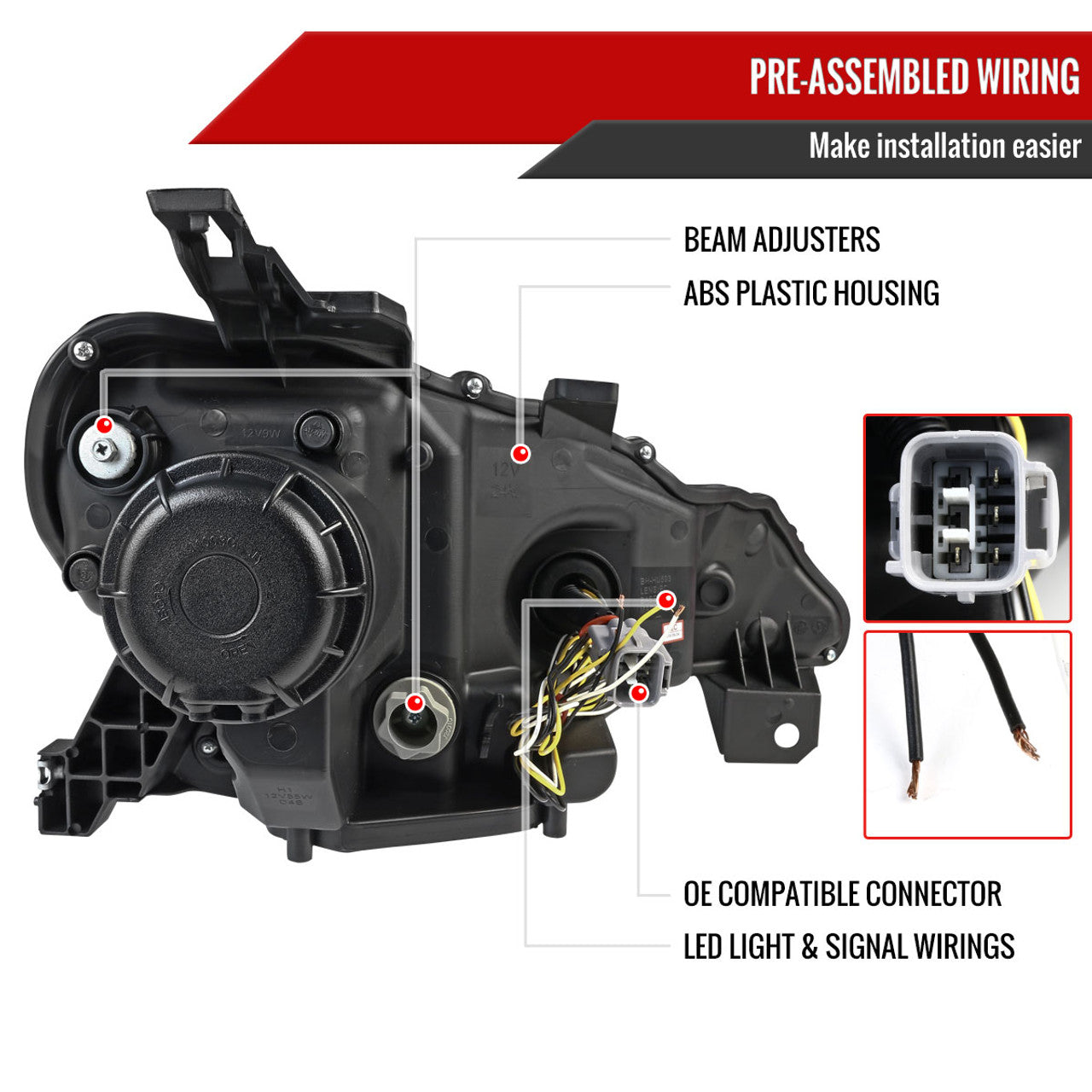 Spec D Projector Headlights w/ Sequential Signal (Glossy Black): Scion FRS 2013 - 2016
