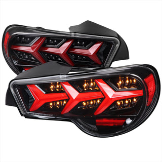 Spec D Lambo Style Sequential LED Tail Lights (Glossy Black /Clear Lens): Scion FRS & Subaru BRZ 2013 - 2016