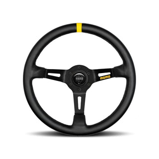 Momo MOD08 Steering Wheel 350mm: Fits Most Models Black Leather Black Spokes 1 Stripe