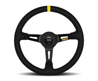 Momo MOD08 Steering Wheel 350mm: Black Suede/Black Spokes/1 Stripe