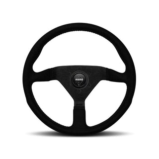 Momo Montecarlo Alcantara Steering Wheel 350mm: Fits Most Models w/ Black/Black Stitch/Black Spokes
