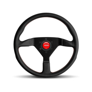 Momo Montecarlo Steering Wheel: Fits Most Models w/ Red Stitch