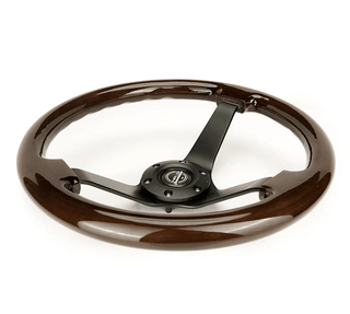 NRG Steering Wheel 350mm Deep Dish Steering Wheel: Fits Most Models w/ Black Center and Woodgrain Grip