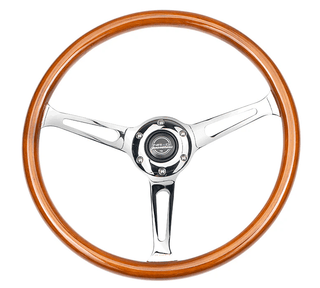 NRG 360MM Flat Steering Wheel: Fits Most Models w/ Slits, Chrome Center and Woodgrain Grip