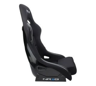 NRG Fiber Glass Fixed Back Racing Seat (LARGE) Black Cloth w/ Leather Patches: Fits Most Models