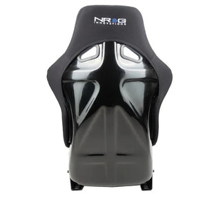 NRG Fiber Glass Fixed Back Racing Seat (LARGE) Black Cloth w/ Leather Patches: Fits Most Models