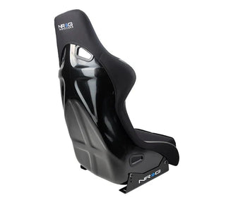 NRG Fiber Glass Fixed Back Racing Seat (LARGE) Black Cloth w/ Leather Patches: Fits Most Models