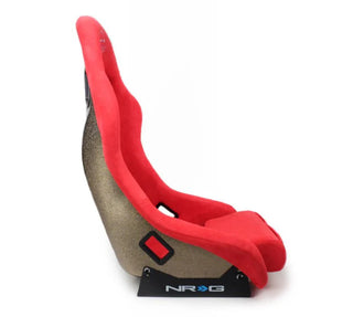 NRG Prisma Ultra Fixed Back Racing Seat: Fits Most Models w/ Red Alcantara w/ Gold Flake Shell