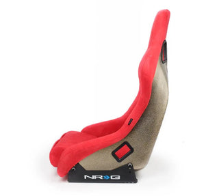NRG Prisma Ultra Fixed Back Racing Seat: Fits Most Models w/ Red Alcantara w/ Gold Flake Shell