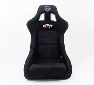 NRG Prisma Ultra Fixed Back Racing Seat: Fits Most Models w/ Gold Flake Shell Black Alcantara Medium