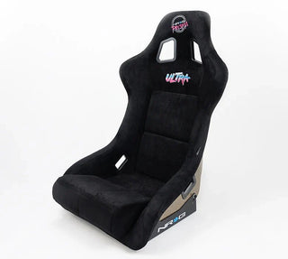 NRG Prisma Ultra Fixed Back Racing Seat: Fits Most Models w/ Gold Flake Shell Black Alcantara Medium