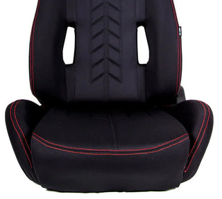 NRG Reclinable Bucket Seat Pair w/ Red Stitching and Arrow Cushion: Fits Most Models