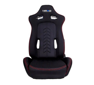 NRG Reclinable Bucket Seat Pair w/ Red Stitching and Arrow Cushion: Fits Most Models