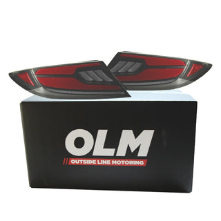 OLM Raiden LED Taillights Clear Lens, Red Bar: Subaru BRZ / Toyota GR86 2022 - 2026
