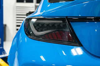 OLM Scythe Style LED Taillights Smoke Lens, Black Base, White Bar: Subaru BRZ / Toyota GR86 2022 - 2026