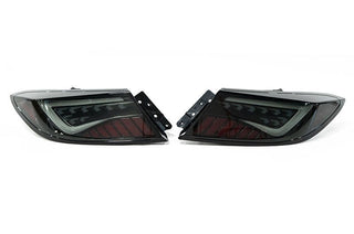 OLM Scythe Style LED Taillights Smoke Lens, Black Base, White Bar: Subaru BRZ / Toyota GR86 2022 - 2026
