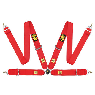 OMP 4 Point Harness 3" Snap In Red: Fits Most Models
