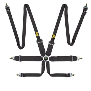 OMP Racing 6 Point Harness 3" / 2" Snap In Black: Fits Most Models