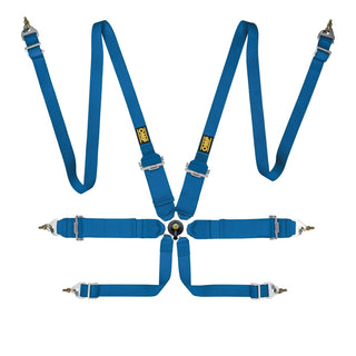 OMP Racing 6 Point Harness 3" / 2" Snap In Blue: Fits Most Models