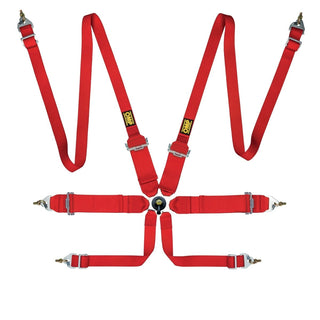 OMP Racing 6 Point Harness 3" / 2" Snap In Red: Fits Most Models