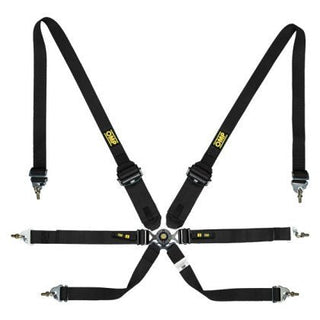 OMP Racing Endurance 6 Point Harness 3"/2" Pull Down Snap In Black: Fits Most Models