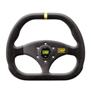 OMP Racing Kubic Steering Wheel Suede Black w/ Yellow Centering Stripe: Fits Most Models