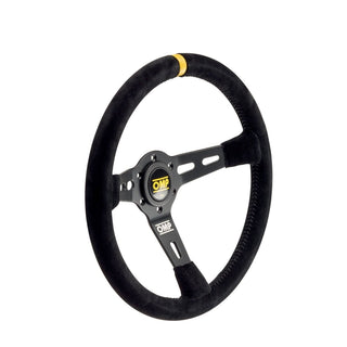 OMP RS Steering Wheel: Fits Most Models w/ Slits and Yellow Centering Stripe