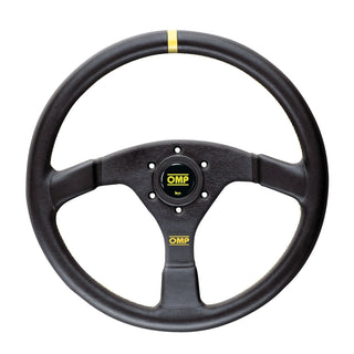 OMP Velocita’ Steering Wheel 350mm: Fits Most Models w/ Yellow Stitching and Yellow Centering Stripe