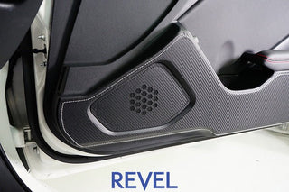 Revel GT Design Carbon Style Door Scuff Protector: Subaru BRZ (22+) & Toyota GR86 (22+) w/ Red Stitch