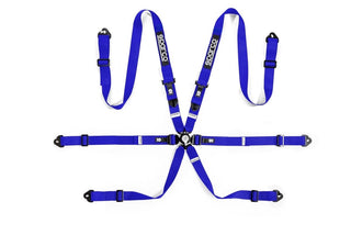 Sparco Harness Set COMP H-2 PD 6 Point Bolt In Blue: Fits Most Models
