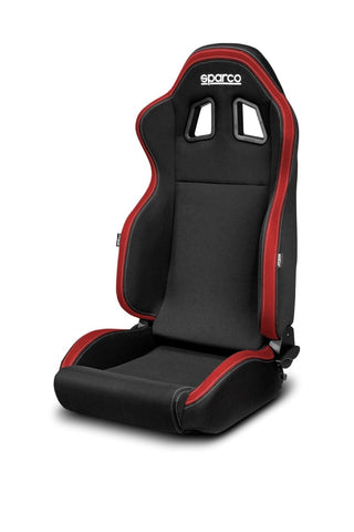 Sparco R100 Reclining Bucket Seat Black w/ Red Trim: Fits Most Models w/ Red Trim
