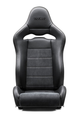 Sparco SPX Reclining Bucket Seat (RIGHT): Black w/ Gray Stitching, Matte Carbon Shell