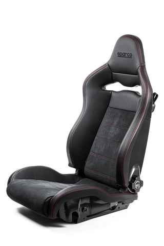 Sparco SPX Special Edition Reclining Bucket Seat (LEFT): Fits Most Models w/ Red Stitching, Matte Carbon Shell