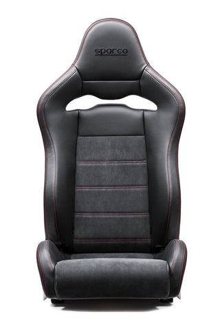 Sparco SPX Reclining Bucket Seat (RIGHT): Black w/ Red Stitching, Gloss Carbon Shell