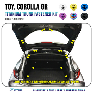 ZSPEC Titanium Trunk-Area Fastener Kit for 2023-2026 Toyota GR Corolla - Hinges, Struts, Latch, Tie-Down Hooks