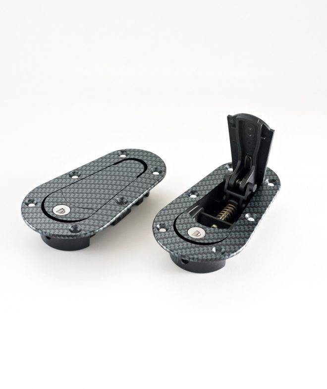 AeroCatch Flush Hood Pin and Latch Kit (Universal) CARBON FIBER LOOK - LOCKING