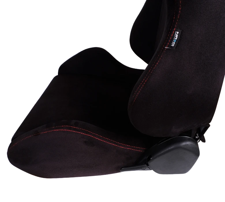 NRG Innovations Type R Racing Seats (Suede) - Black w/ Red Stitch - SOLD AS A PAIR